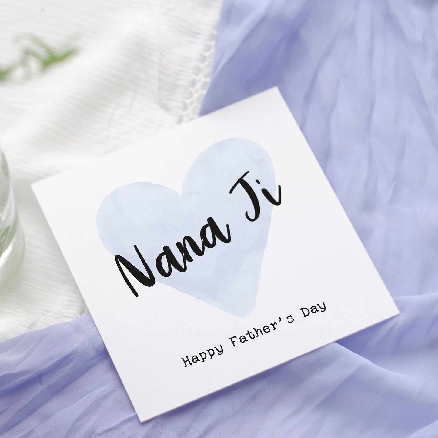Punjabi Father's Day Card | For Nana, Dada, Baba Ji Blue Heart Greetings Card Design