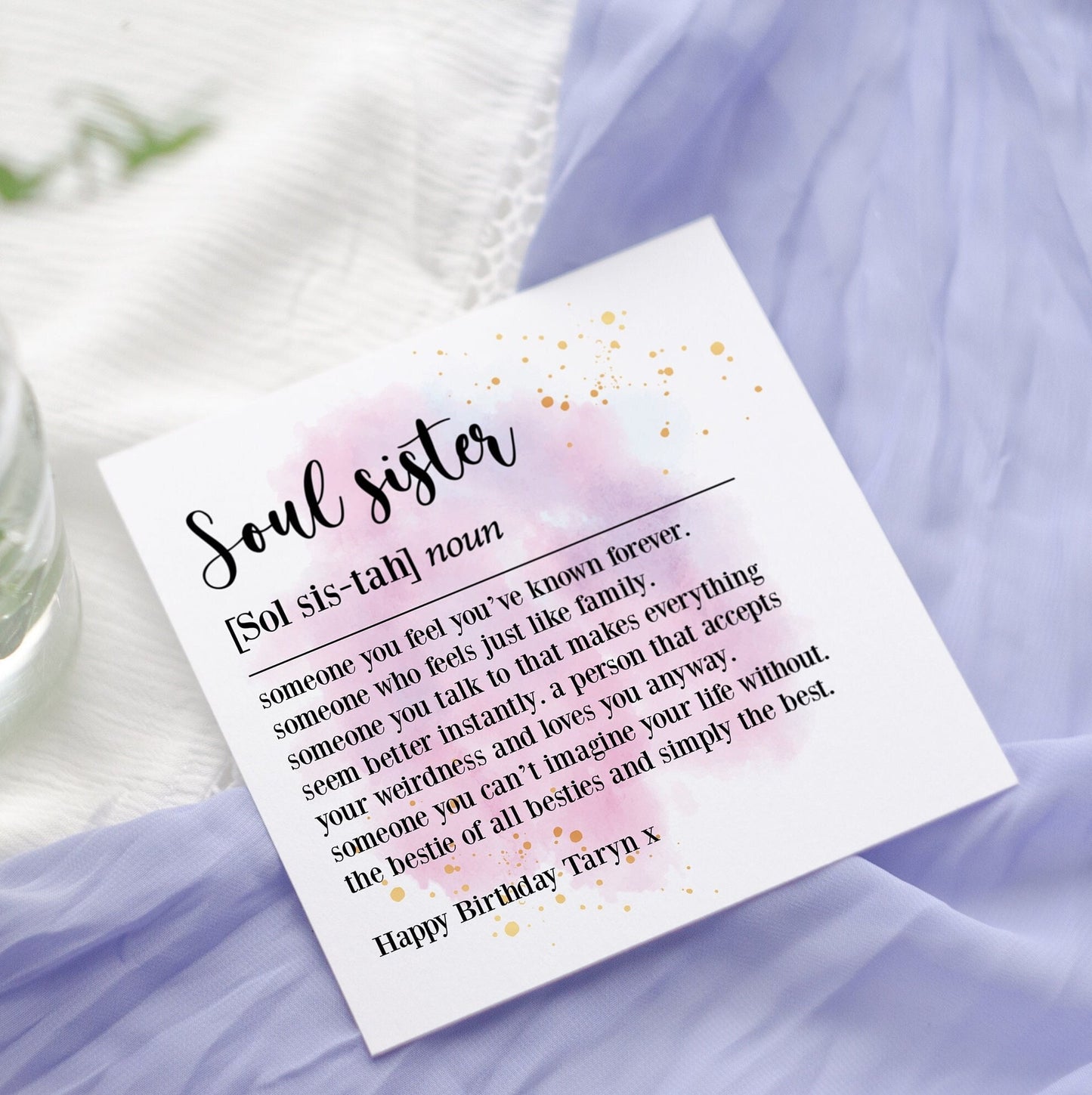 Soul Sister Definition Birthday Card | Card For Bestie | Friendship thanks Card | Best Friend Card | Dictionary Style Card | Thank you card