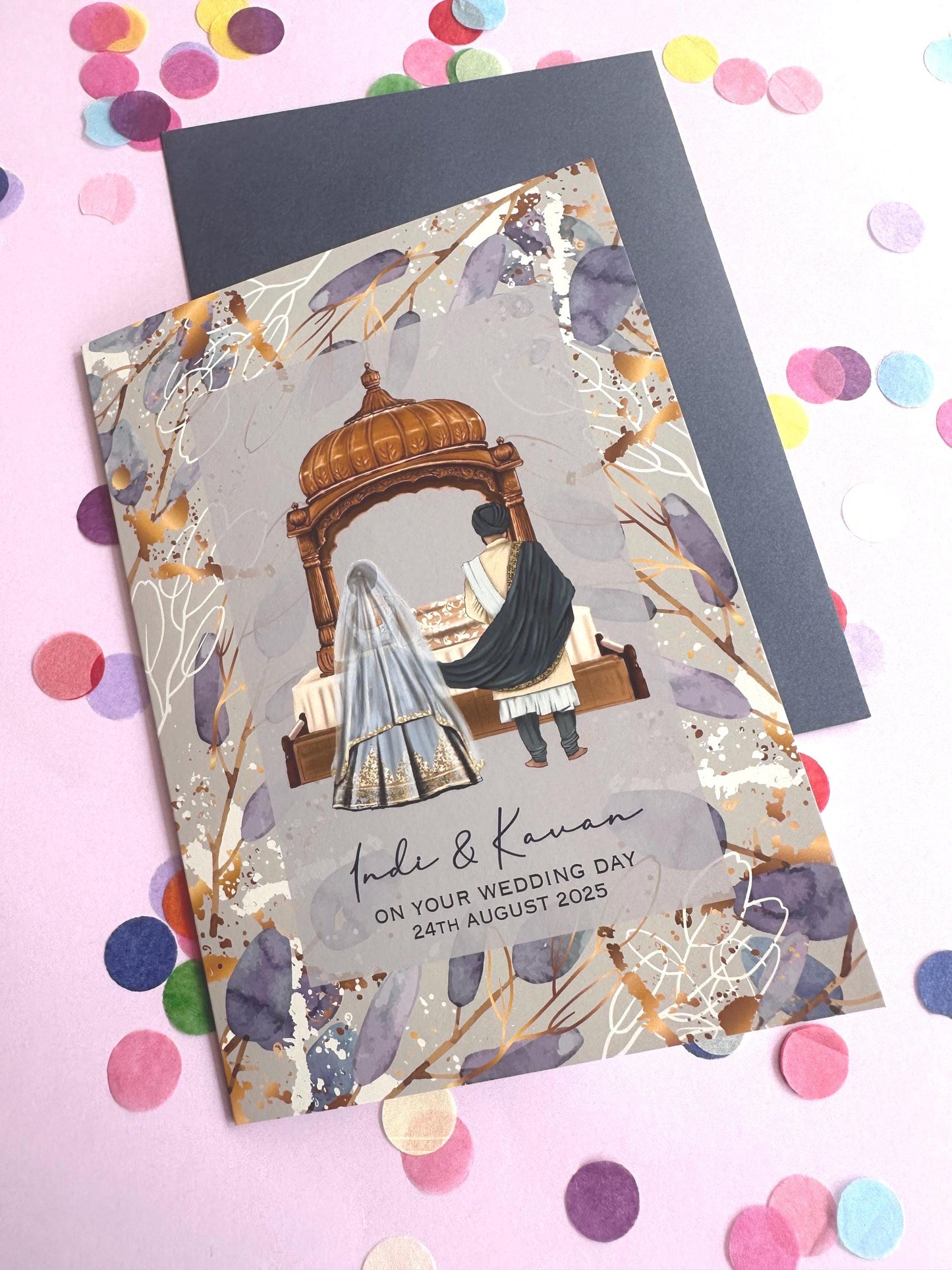 Personalised Anand Karaj Wedding Card: Sikh Indian Wedding