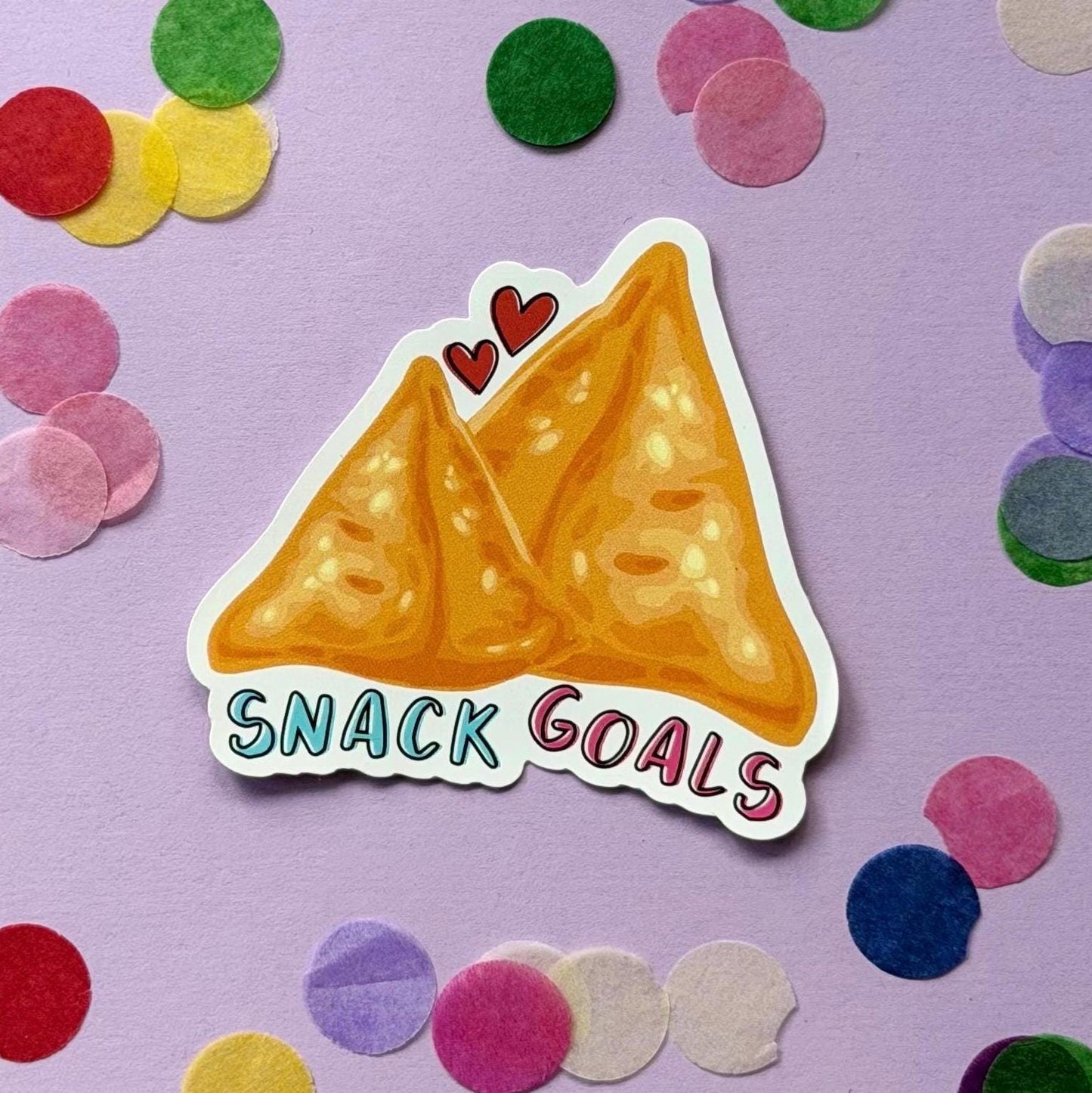 Snack Goals Samosa Sticker | Funny Food Sticker | Indian Food Lover Gift | Waterproof Vinyl Sticker