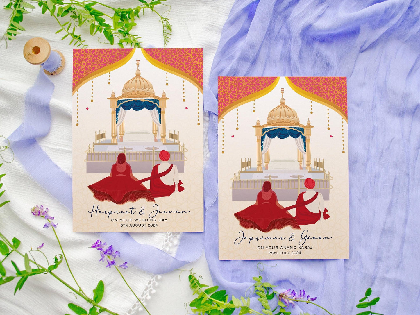 Personalised Anand Karaj Punjabi Wedding Card: Sikh Indian Wedding