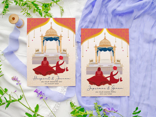 Personalised Anand Karaj Punjabi Wedding Card: Sikh Indian Wedding