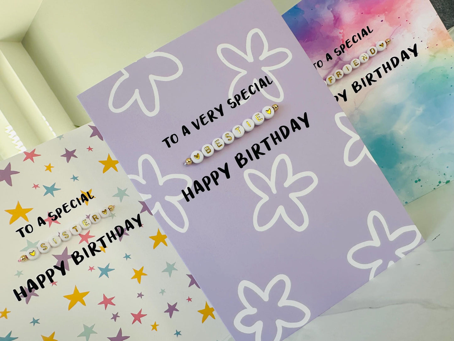 Special Friend Birthday Card | Detachable Handmade Beaded Bracelet Gift Greetings Card Design