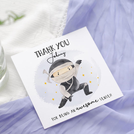 Personalised Martial Arts Teacher Thank You Card: Ninja Design, Taekwondo, karate, jiu-jitsu