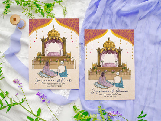 Personalised Sikh Anand Karaj Wedding Card: Punjabi Indian Wedding