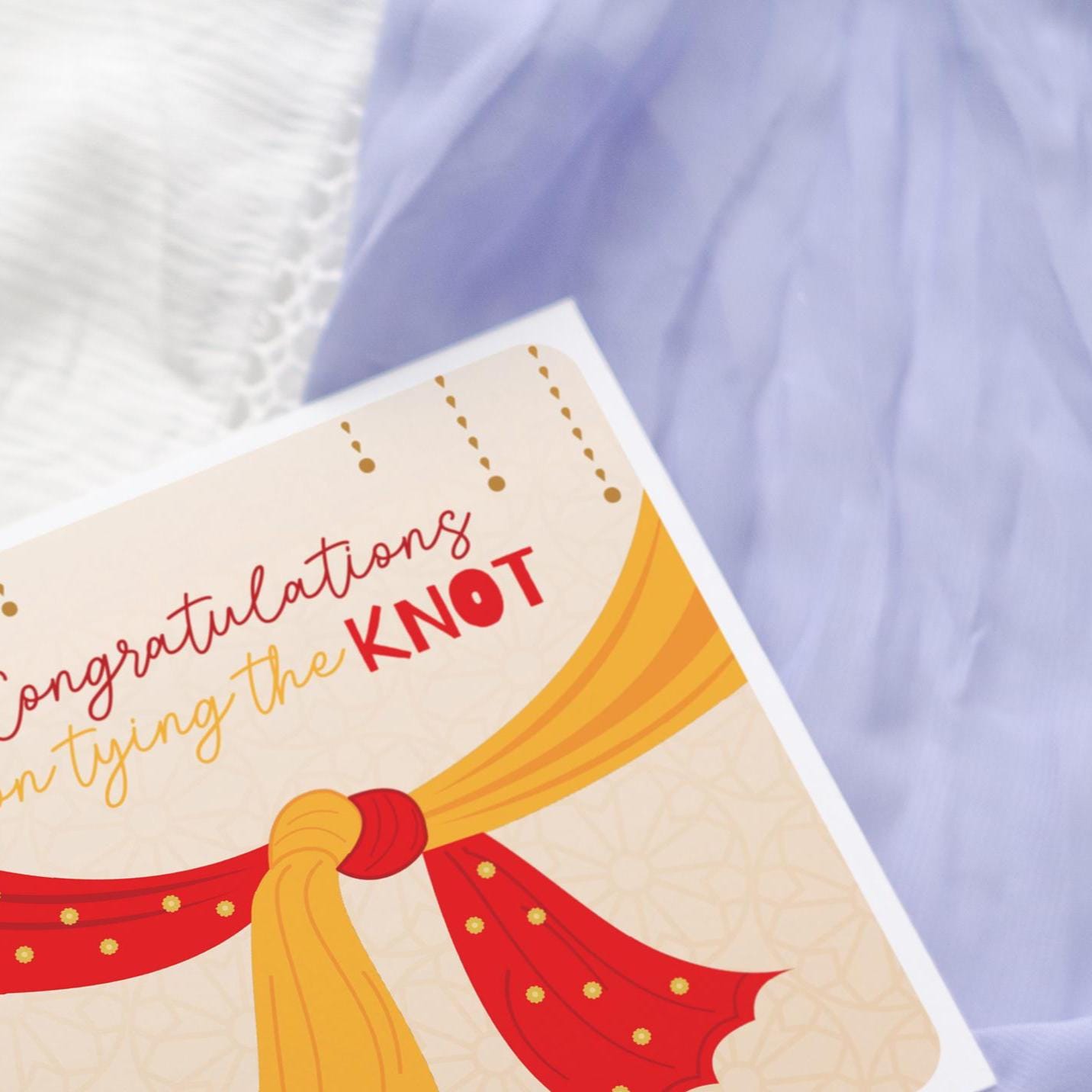 Congratulations on tying the knot traditional Indian wedding card