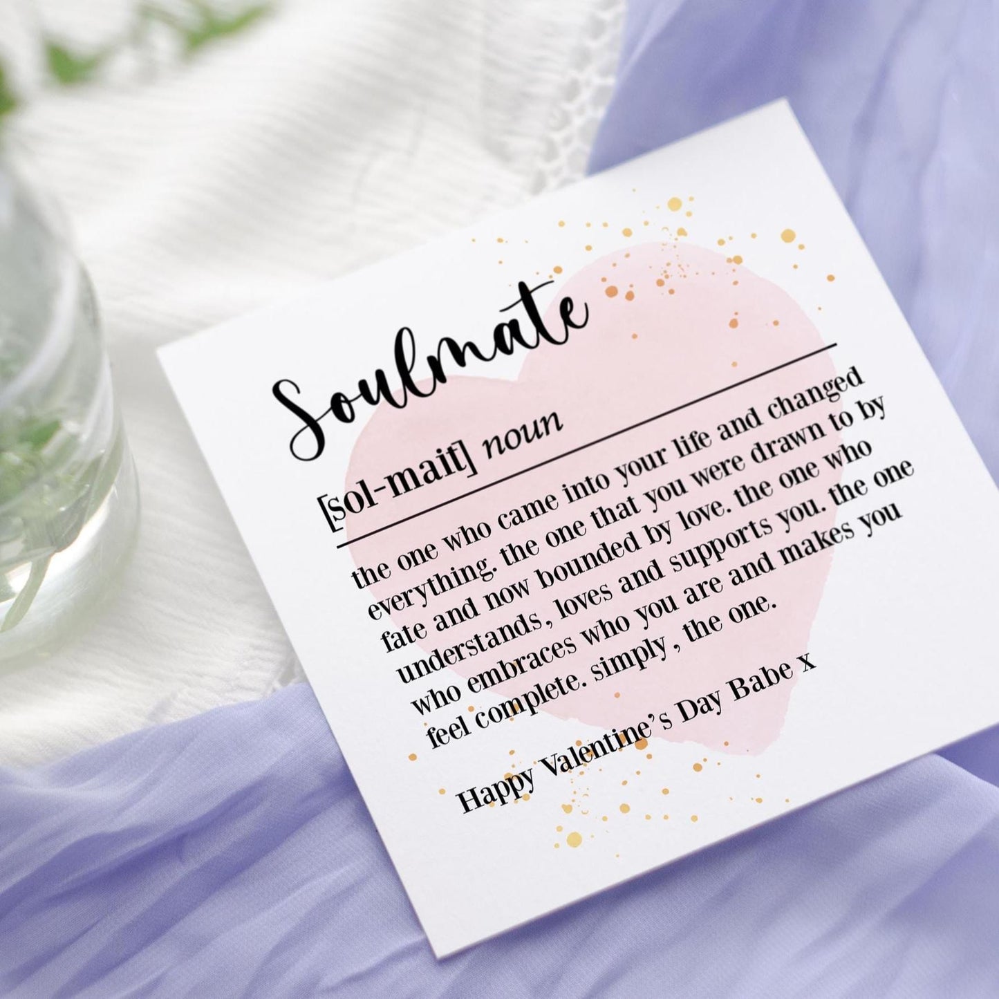 Soulmate Valentine's Day Card: Dictionary Love Poem, Wife, Husband, Girlfriend, Boyfriend, Fiancé