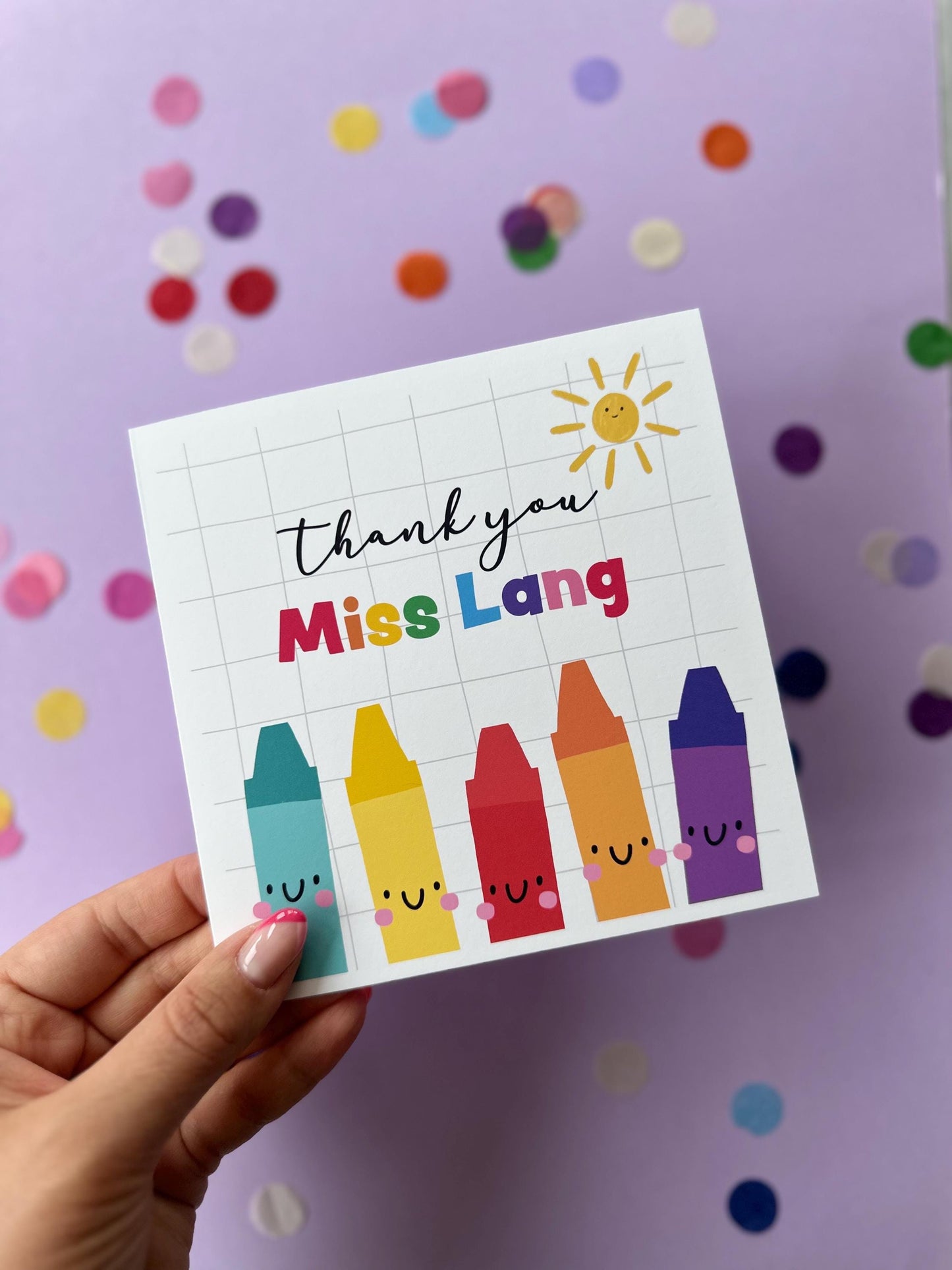 Personalized Teacher Thank You Card: Crayon Design