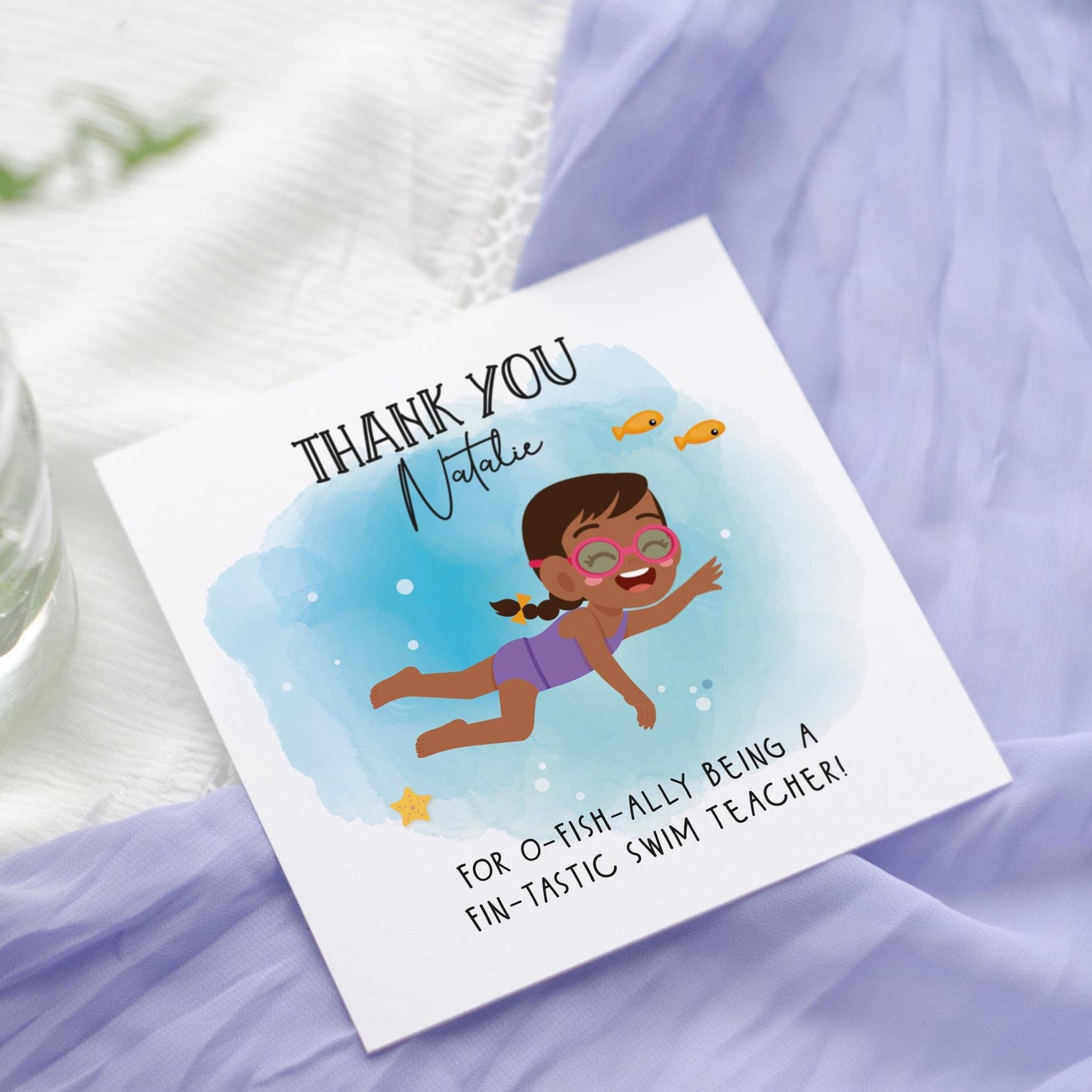 Personalised Swim Swimming Teacher Thank You Card: Super Swimmer Design