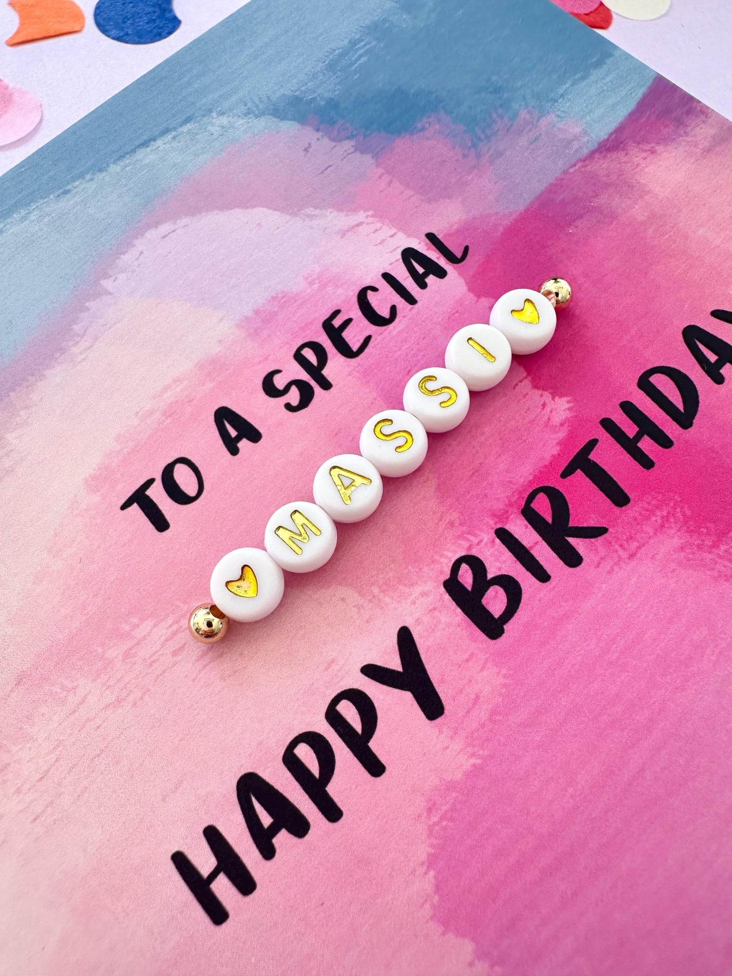 Massi Birthday Card with Beaded Bracelet: Punjabi Aunt Card, Masi, Bhua