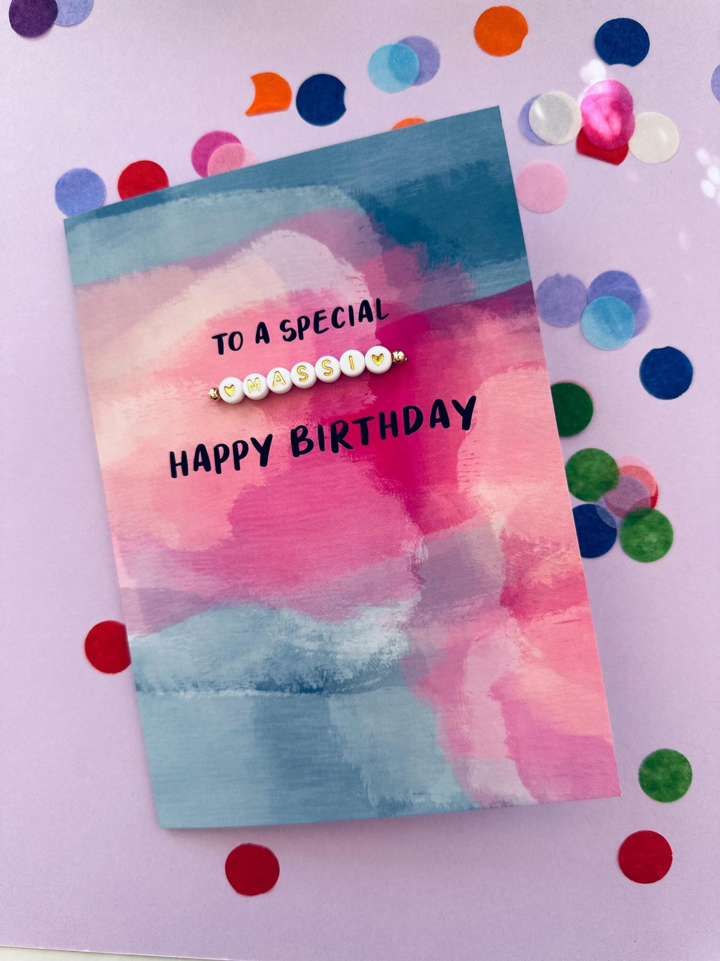 Massi Birthday Card with Beaded Bracelet: Punjabi Aunt Card, Masi, Bhua