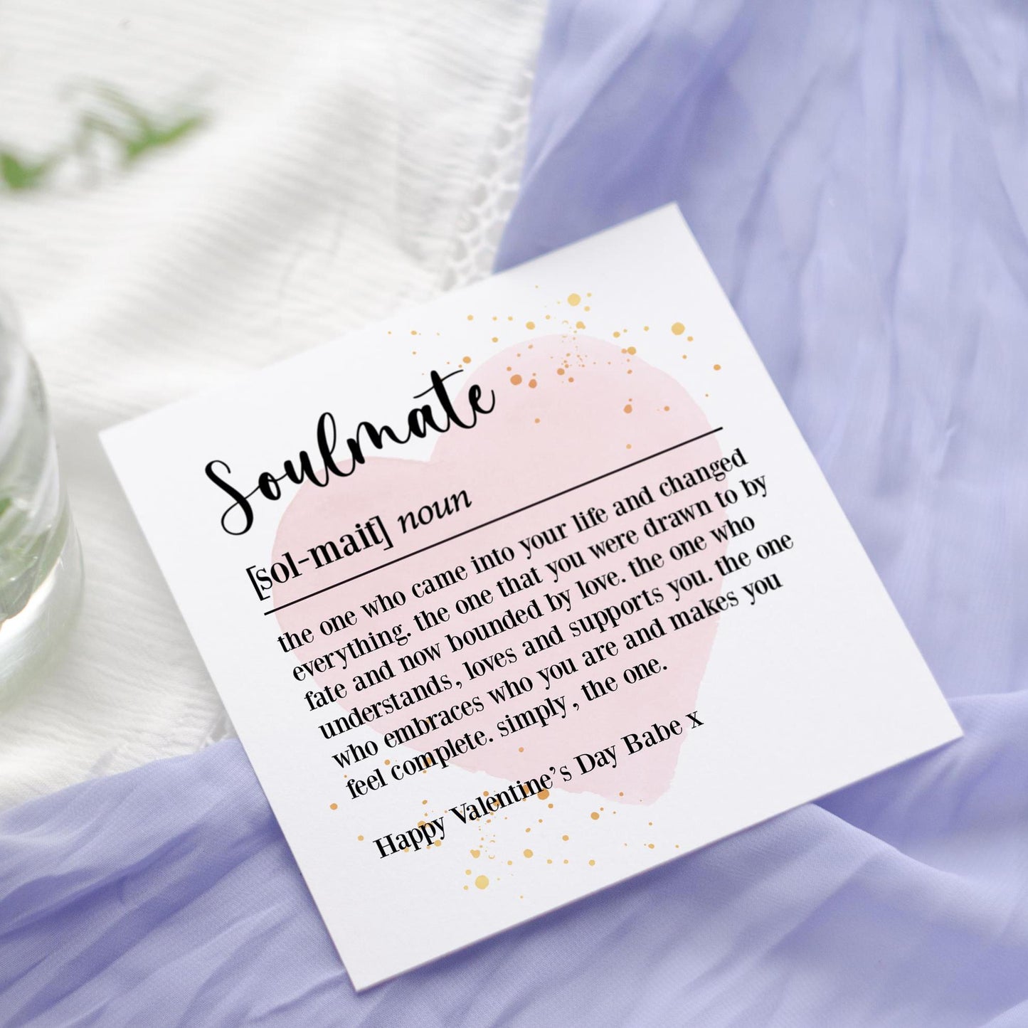 Soulmate Valentine's Day Card: Dictionary Love Poem, Wife, Husband, Girlfriend, Boyfriend, Fiancé