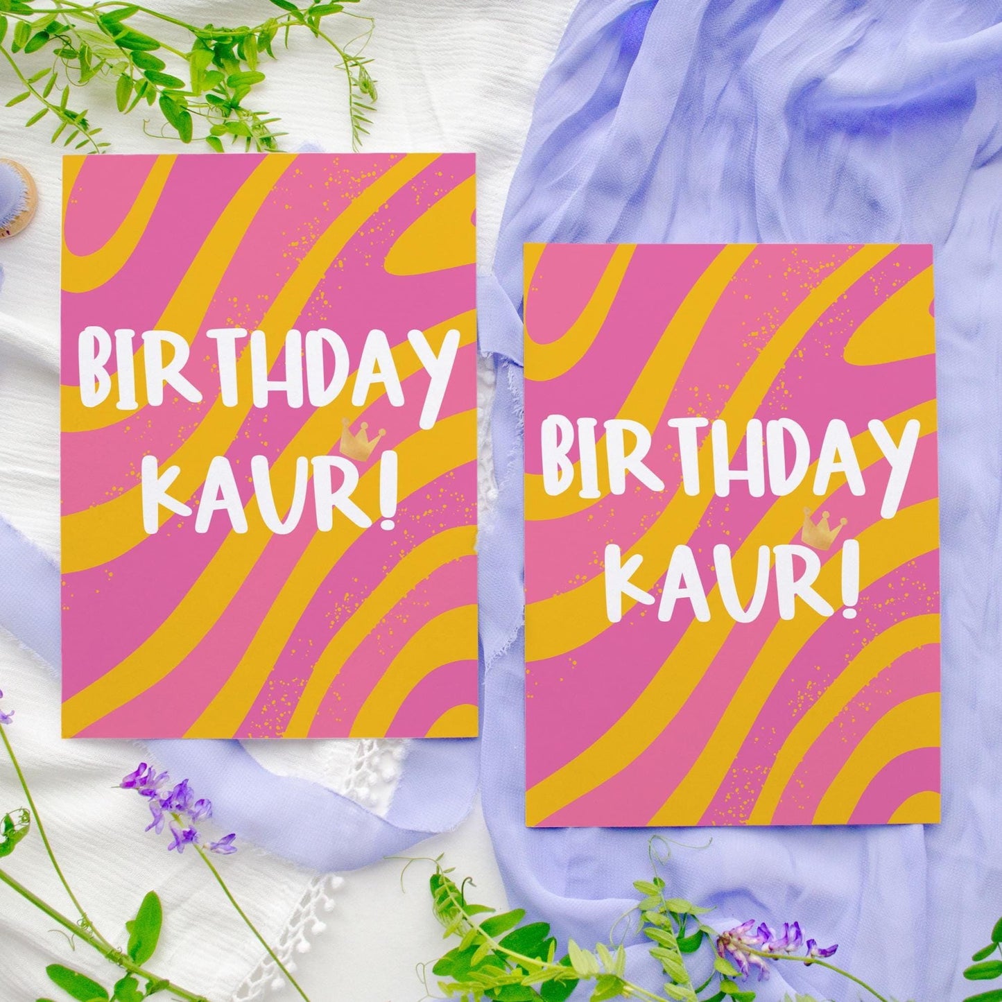 Birthday Kaur Card | Pink Punjabi Queen Royal Crown Greetings Card Design