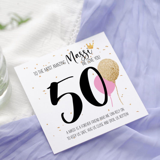 Personalised Punjabi 50th Birthday Card: Auntie, Massi, Bhua, Masi