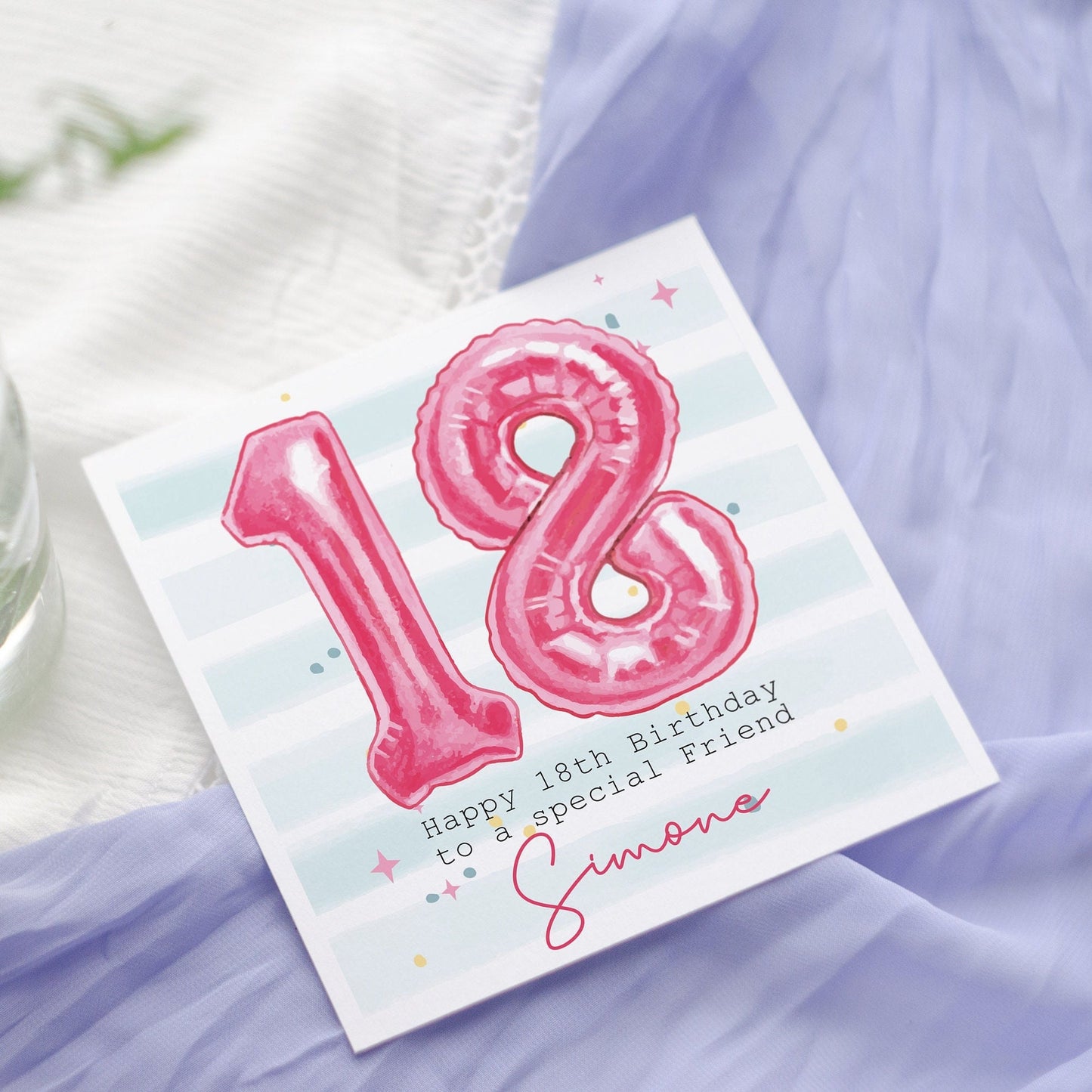 Personalised Pink Foil Balloon Birthday Card: Any age Number Balloon, Friend, Daughter, Niece, Goddaughter