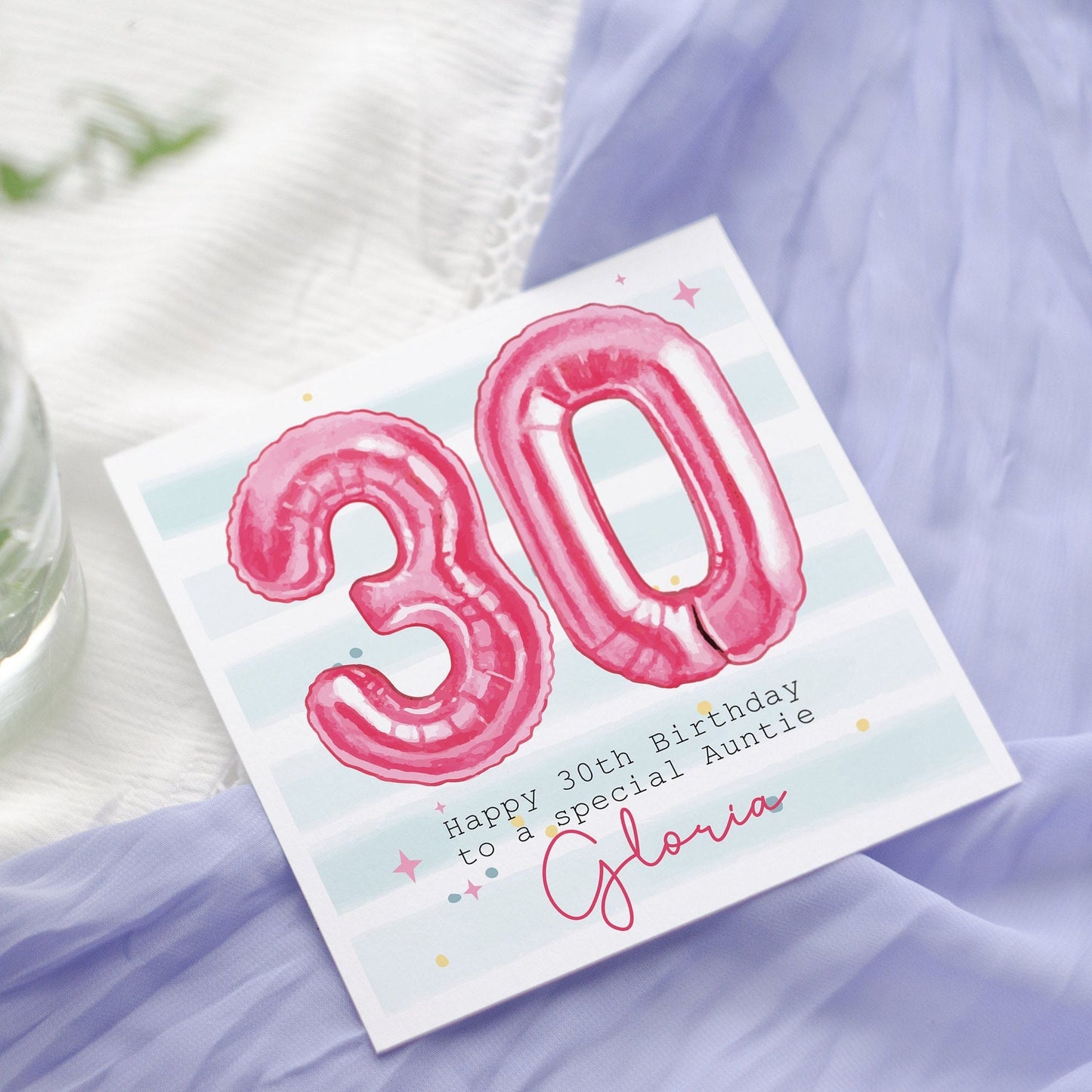 Personalised Pink Foil Balloon Birthday Card: Any age Number Balloon, Friend, Daughter, Niece, Goddaughter