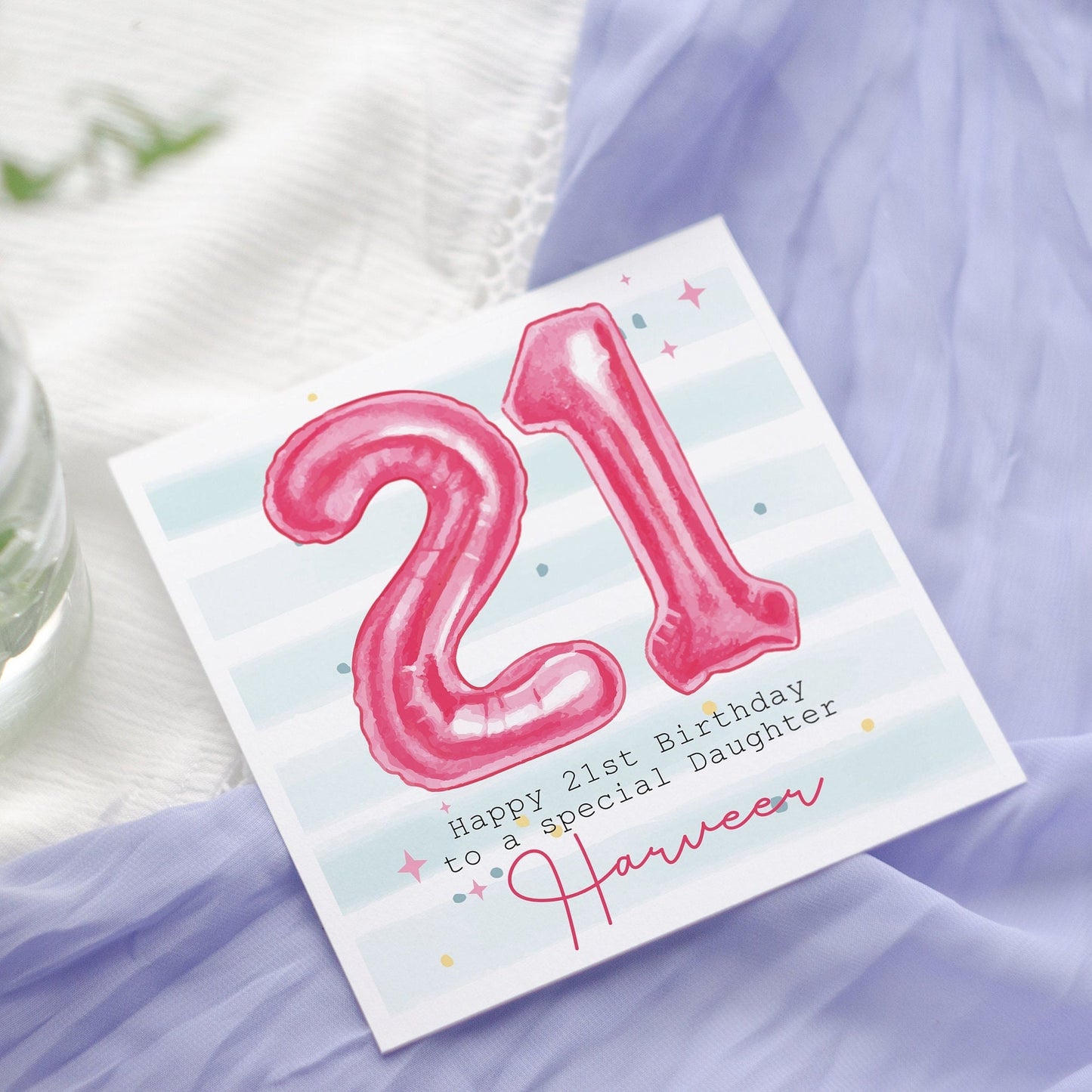 Personalised Foil Balloon Birthday Card: Daughter, Niece, Age Balloons, 21st Birthday