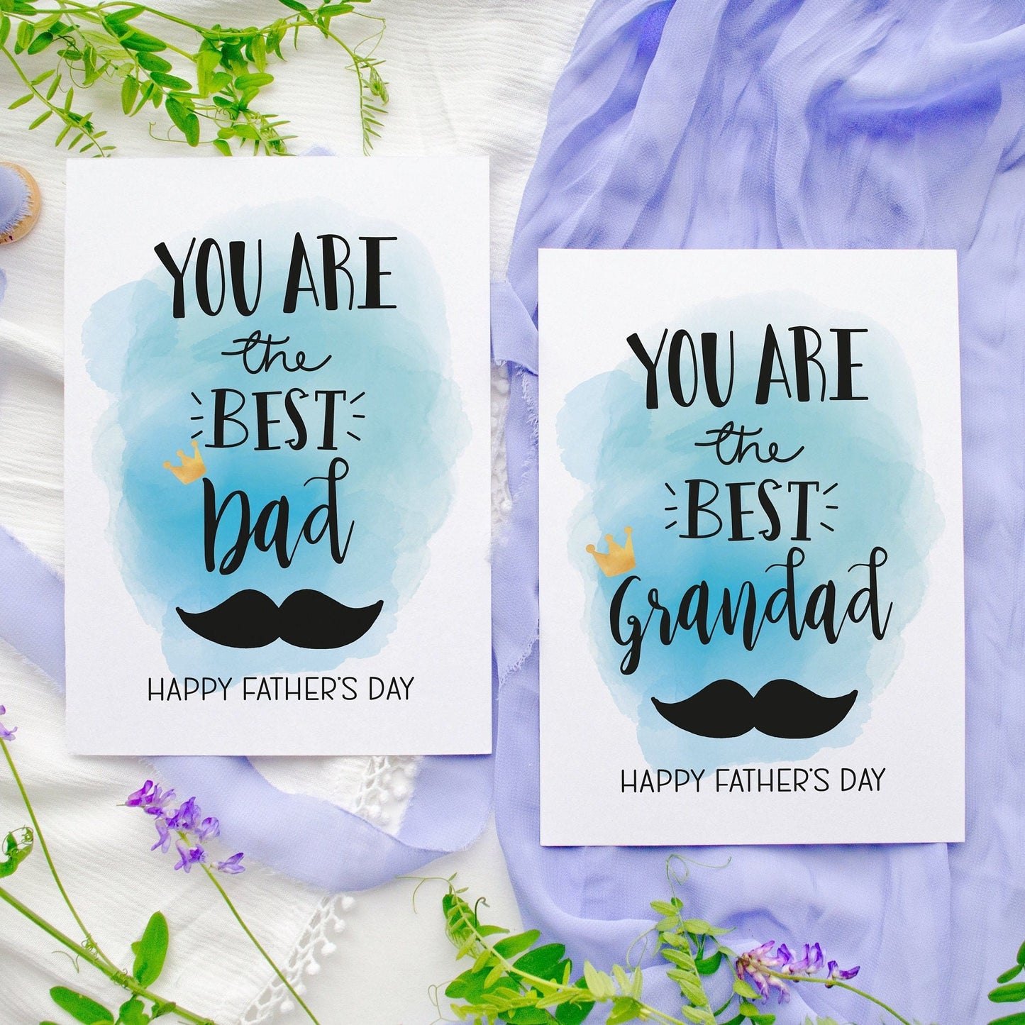 Best Dad Father's Day card| Best Grandad Father's day card | Bearded, Moustache Father's Day card, personalised greeting card