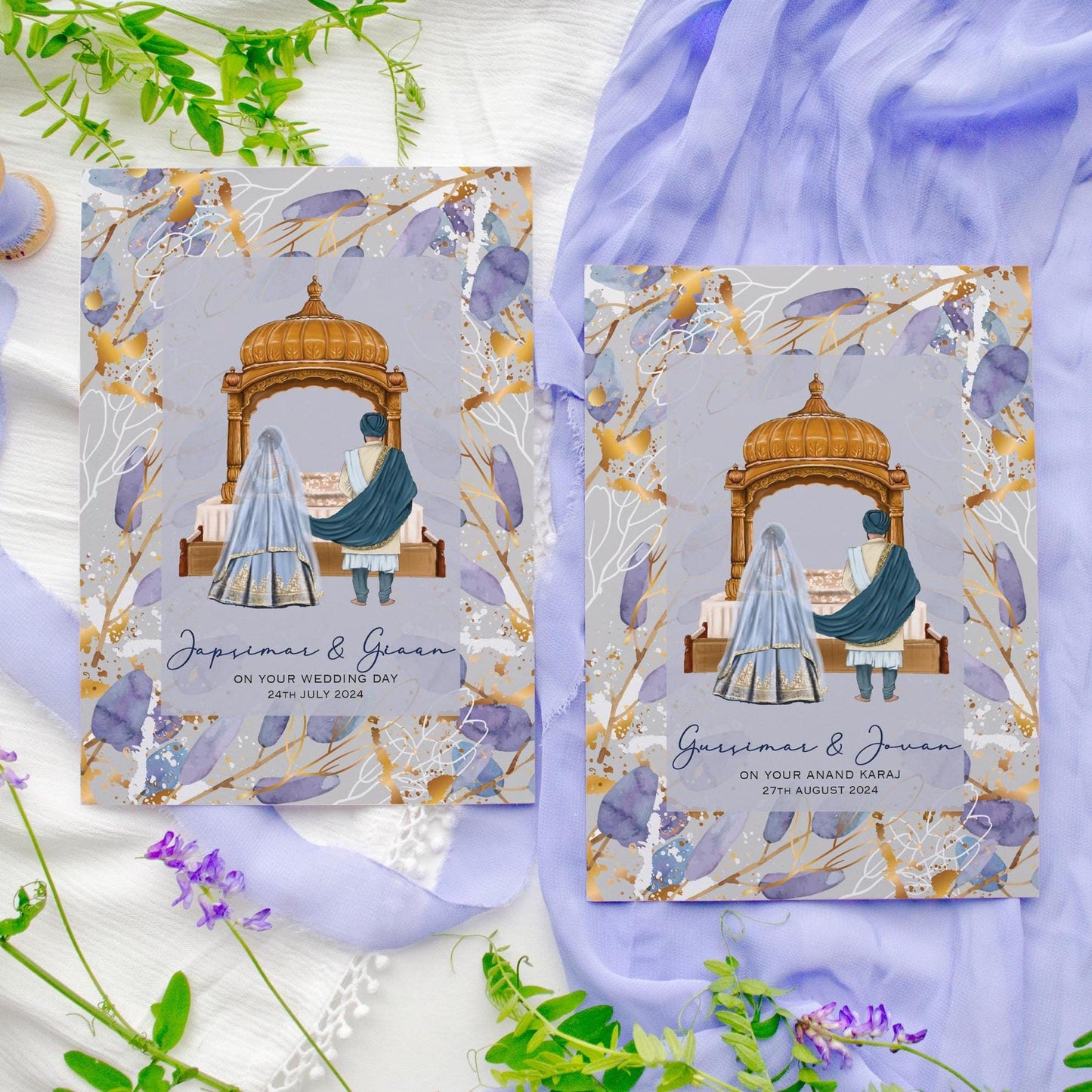Personalised Sikh Punjabi Anand Karaj Wedding Card: Congratulations