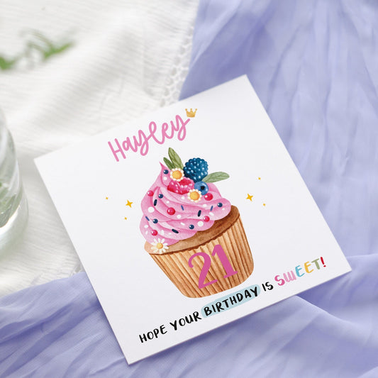 Personalised Cupcake Birthday Card, Friend, Sister, Daughter