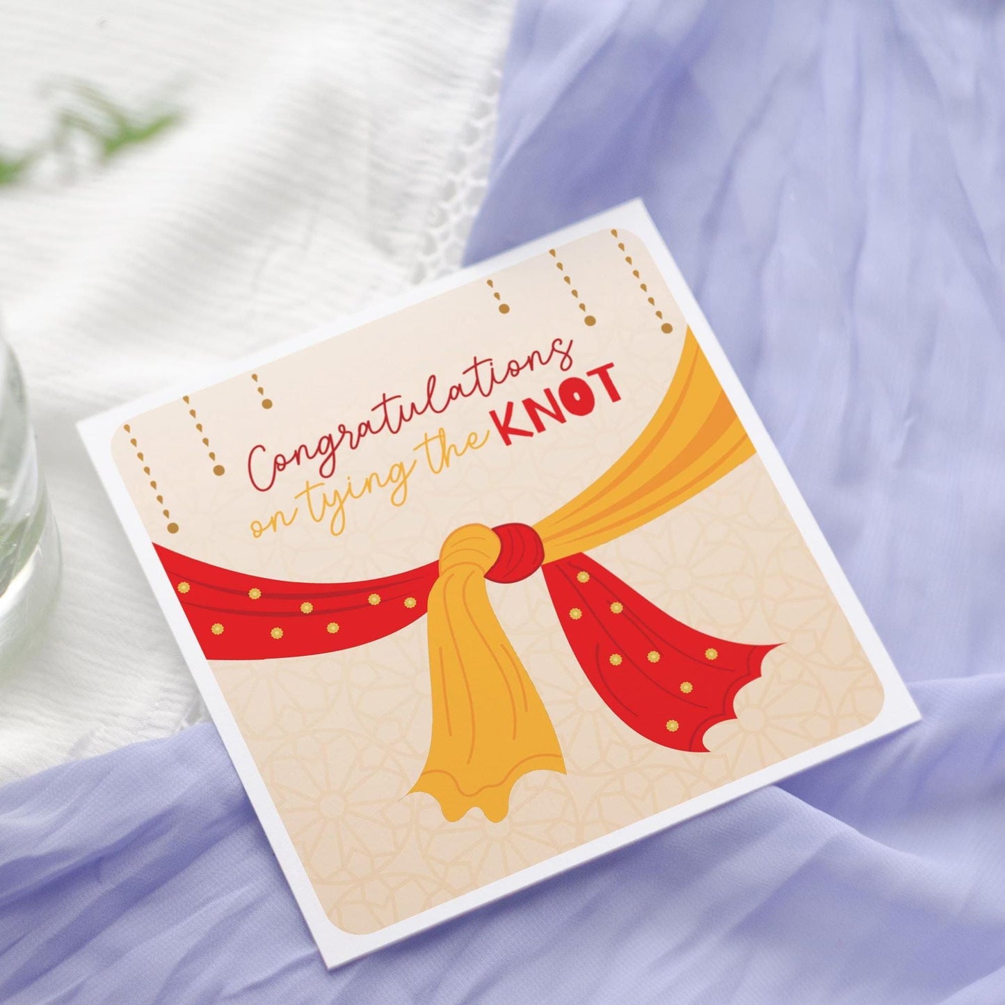 Congratulations on tying the knot traditional Indian wedding card
