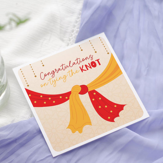 Congratulations on tying the knot traditional Indian wedding card