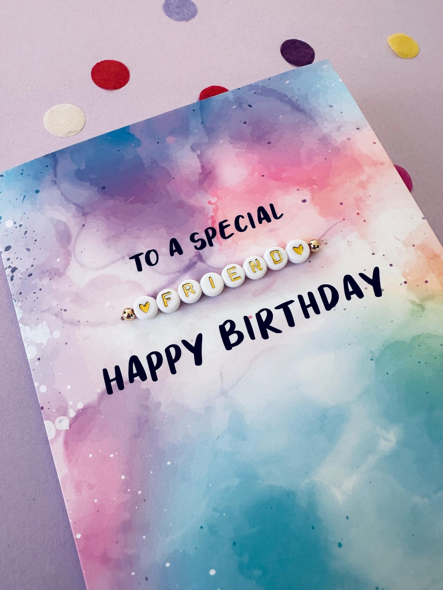 Special Friend Birthday Card | Detachable Handmade Beaded Bracelet Gift Greetings Card Design